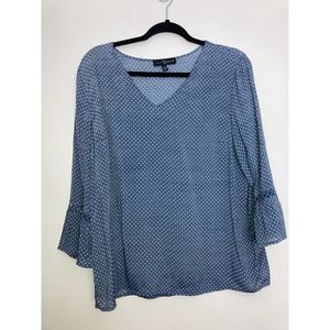 Fred David - Large Blue Poka dot  V-neck  Blouse